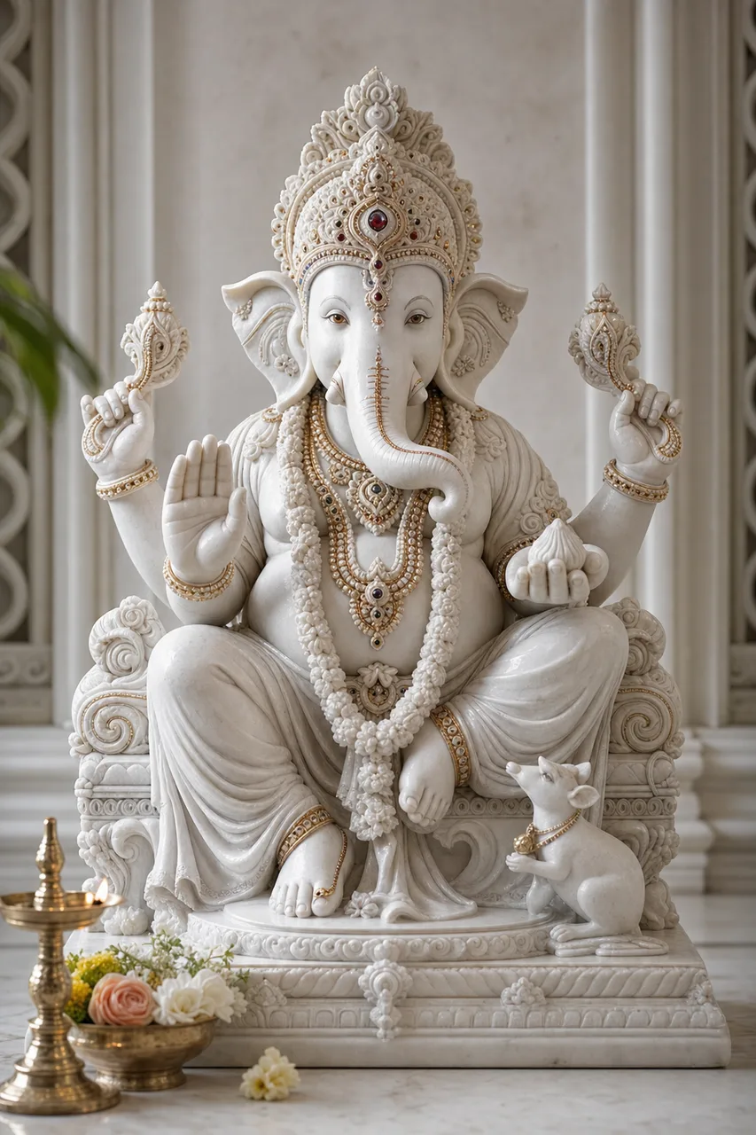 Custom Made Dagdusheth Ganpati Statues in Marble Stone