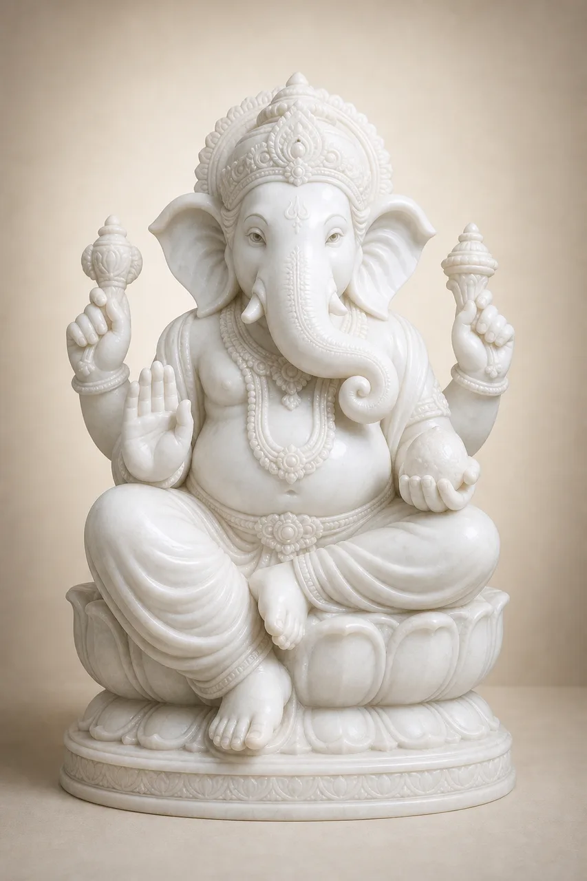 Custom Made Ganesh Statues in Marble Stone