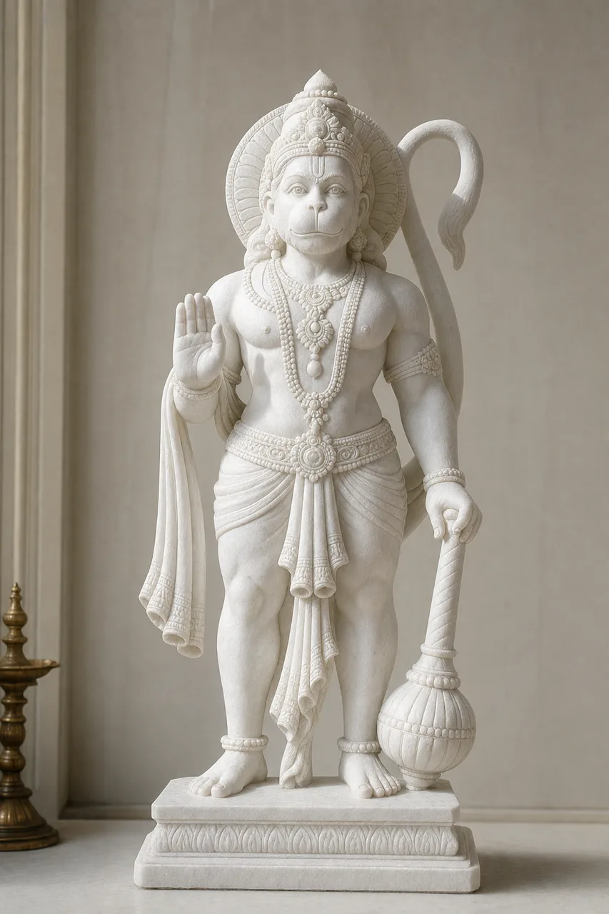 Custom Made Hanuman Statues in Marble Stone