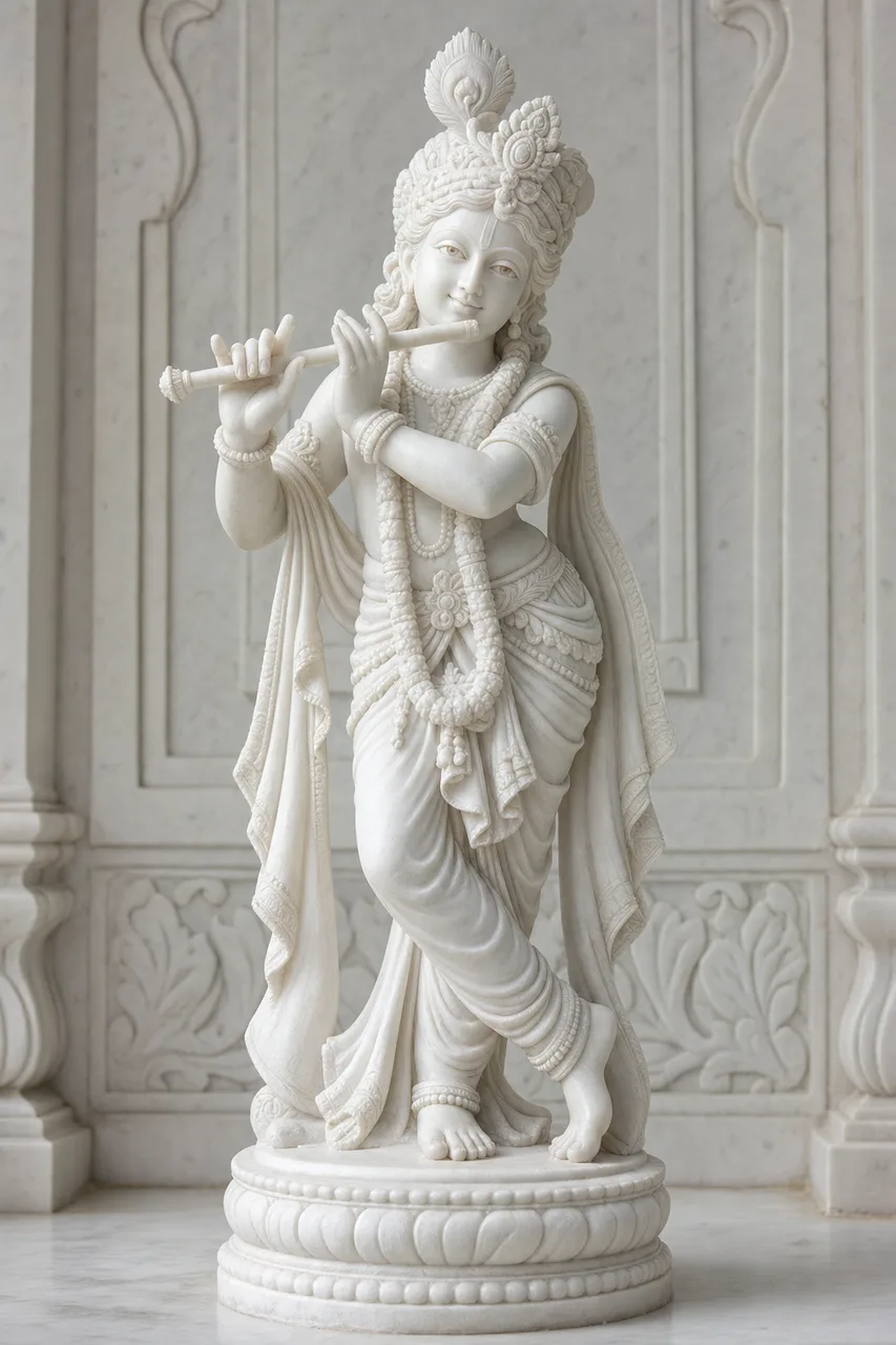 Custom Made Krishna Statues in Marble Stone
