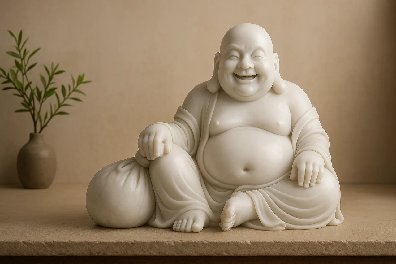 Custom Made Laughing Buddha Statues in Marble Stone