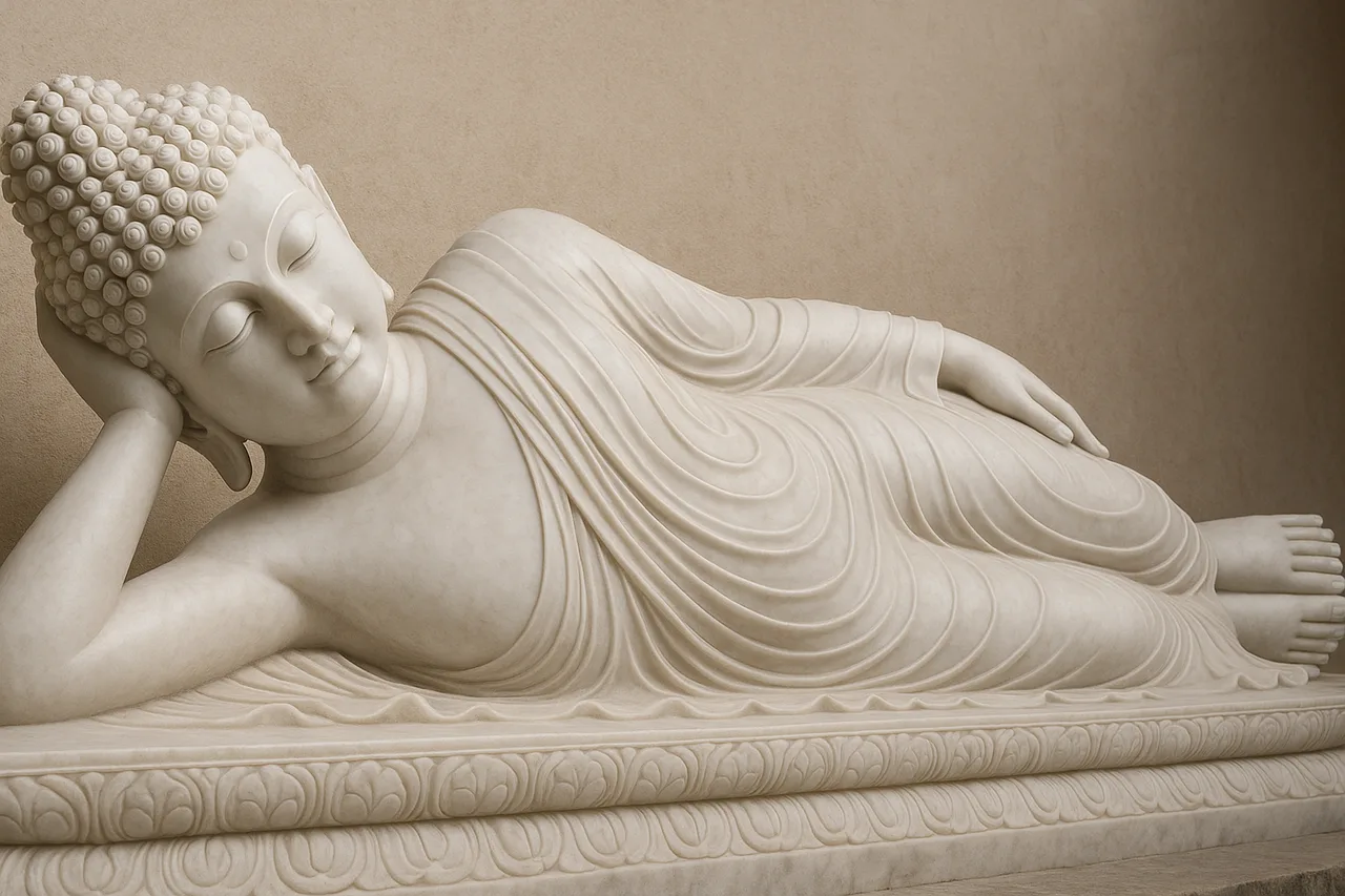 Custom Made Reclining Buddha Statues in Marble Stone