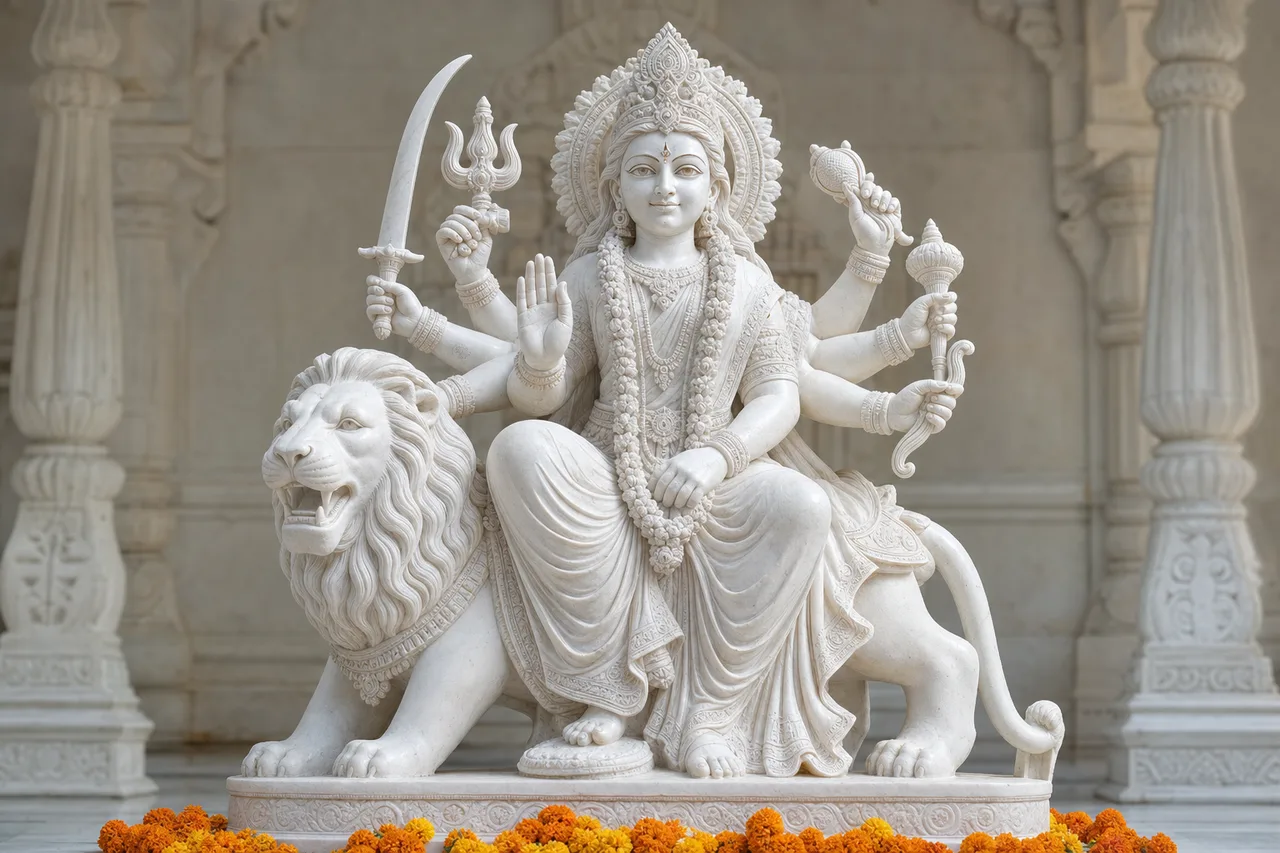Custom Made Durga Statues in Marble Stone