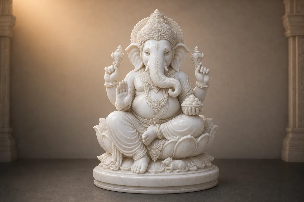 Custom Made Ganesh Statues in Marble Stone