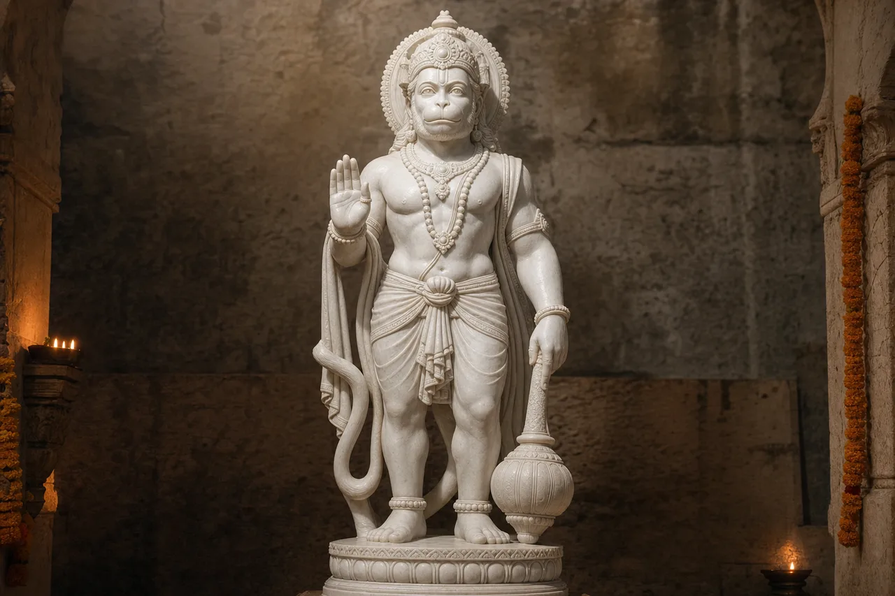 Custom Made Hanuman Statues in Marble Stone