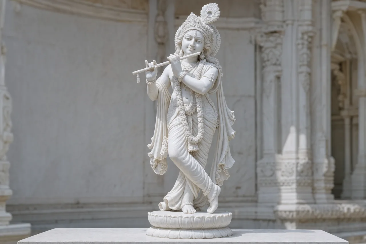 Custom Made Krishna Statues in Marble Stone