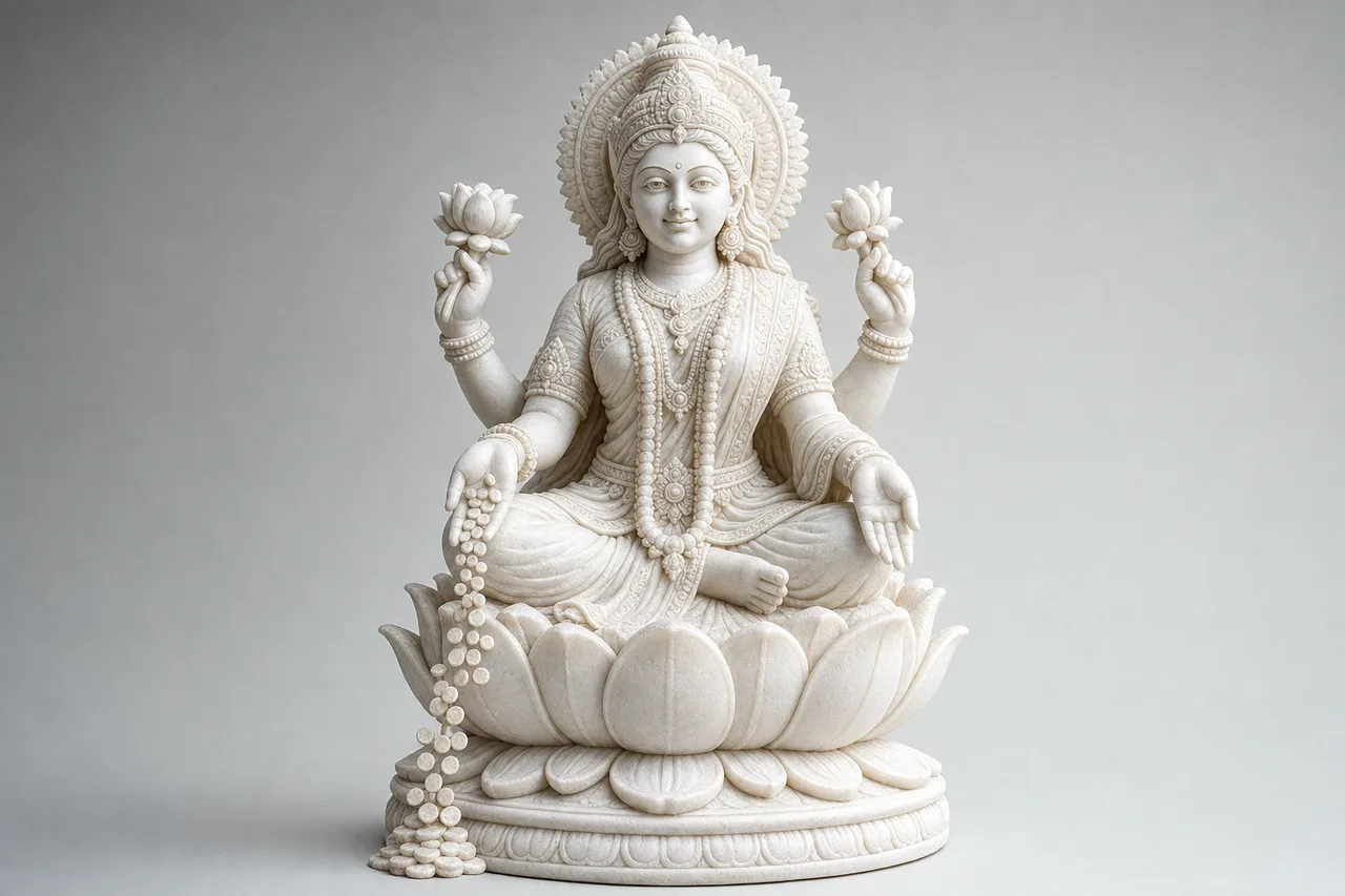 Custom Made Lakshmi Statues in Marble Stone