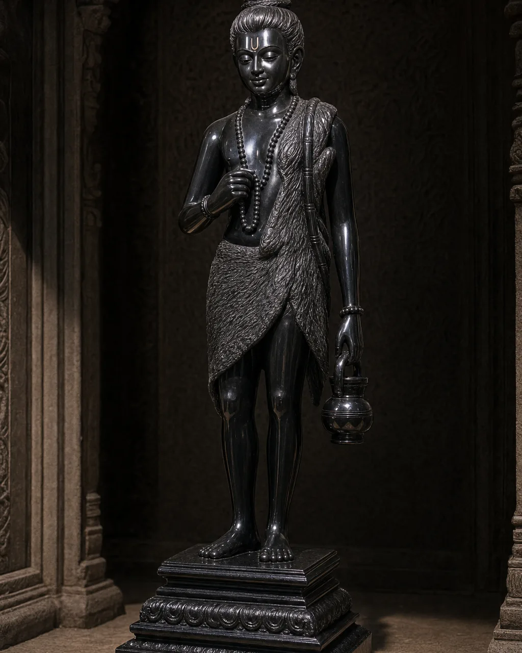 Handcrafted Black Marble Nilkanth Varni Yogi Statue, 30in