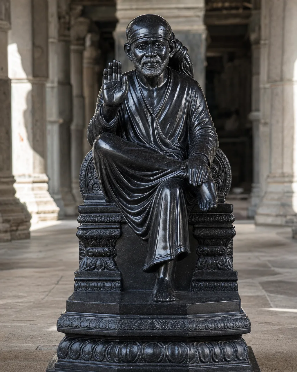 Black Marble Sai Baba Temple Darshan Murti, 48 in