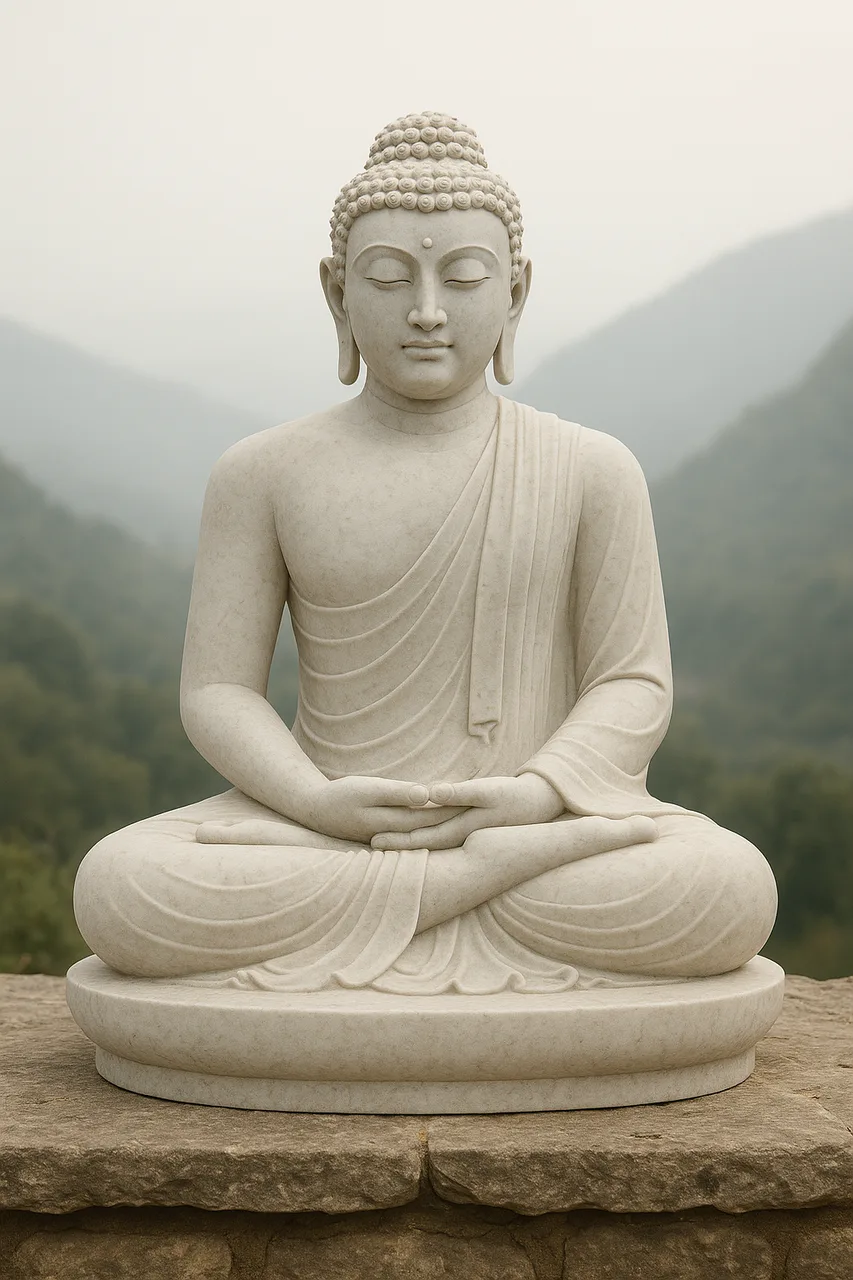 Handcrafted Makrana White Marble Buddha Statue – Meditation, 4ft