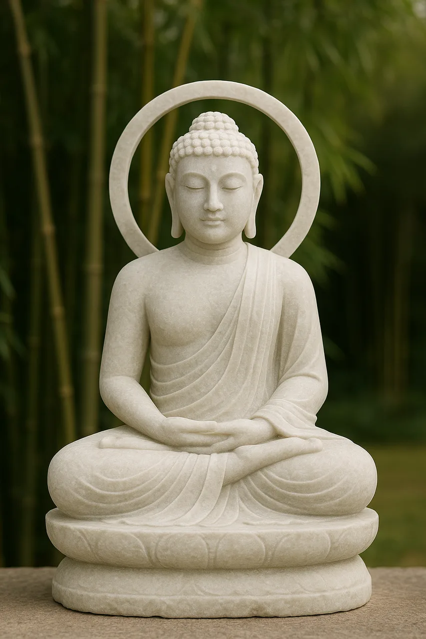 Handcrafted White Jadeite Buddha Statue – Meditation, 4ft