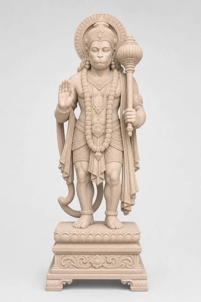 Dholpur Pink Sandstone Garden Hanuman 60in