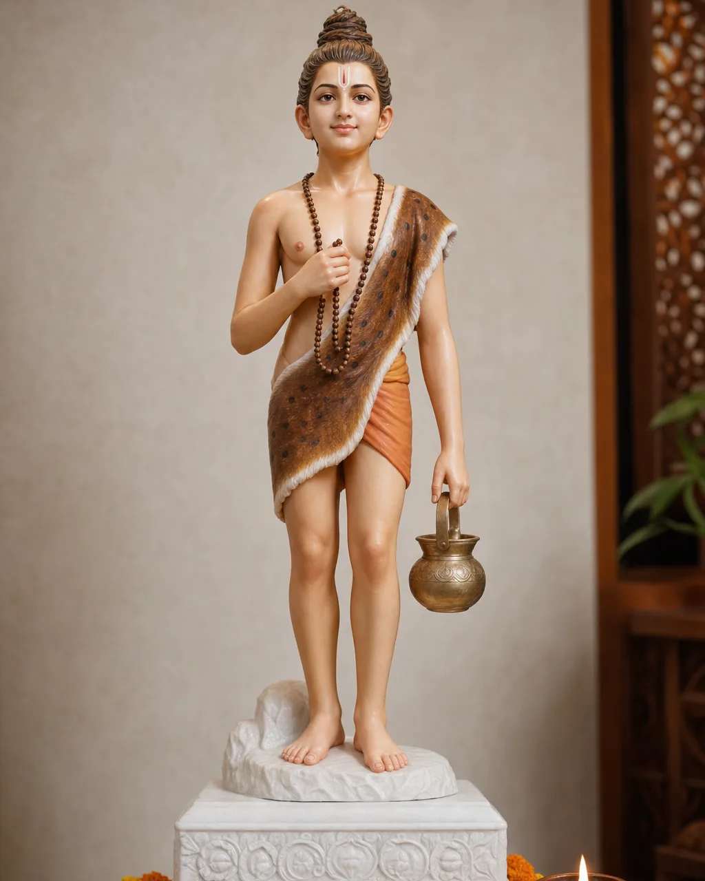 Handcrafted Hand-Painted Marble Nilkanth Varni Yogi Statue, 24in