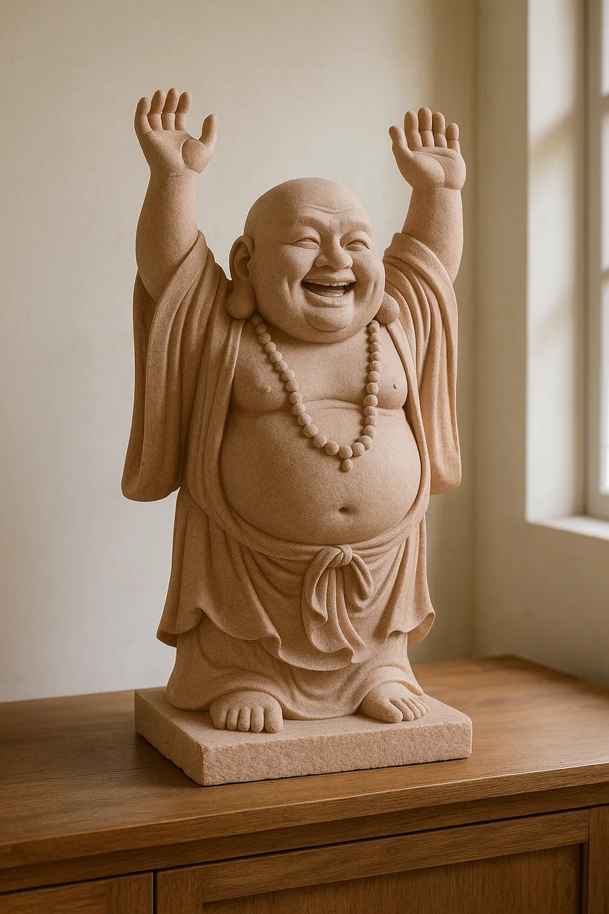 Handcrafted Dholpur Pink Sandstone Buddha Statue – Raised Hands, 2ft 4in