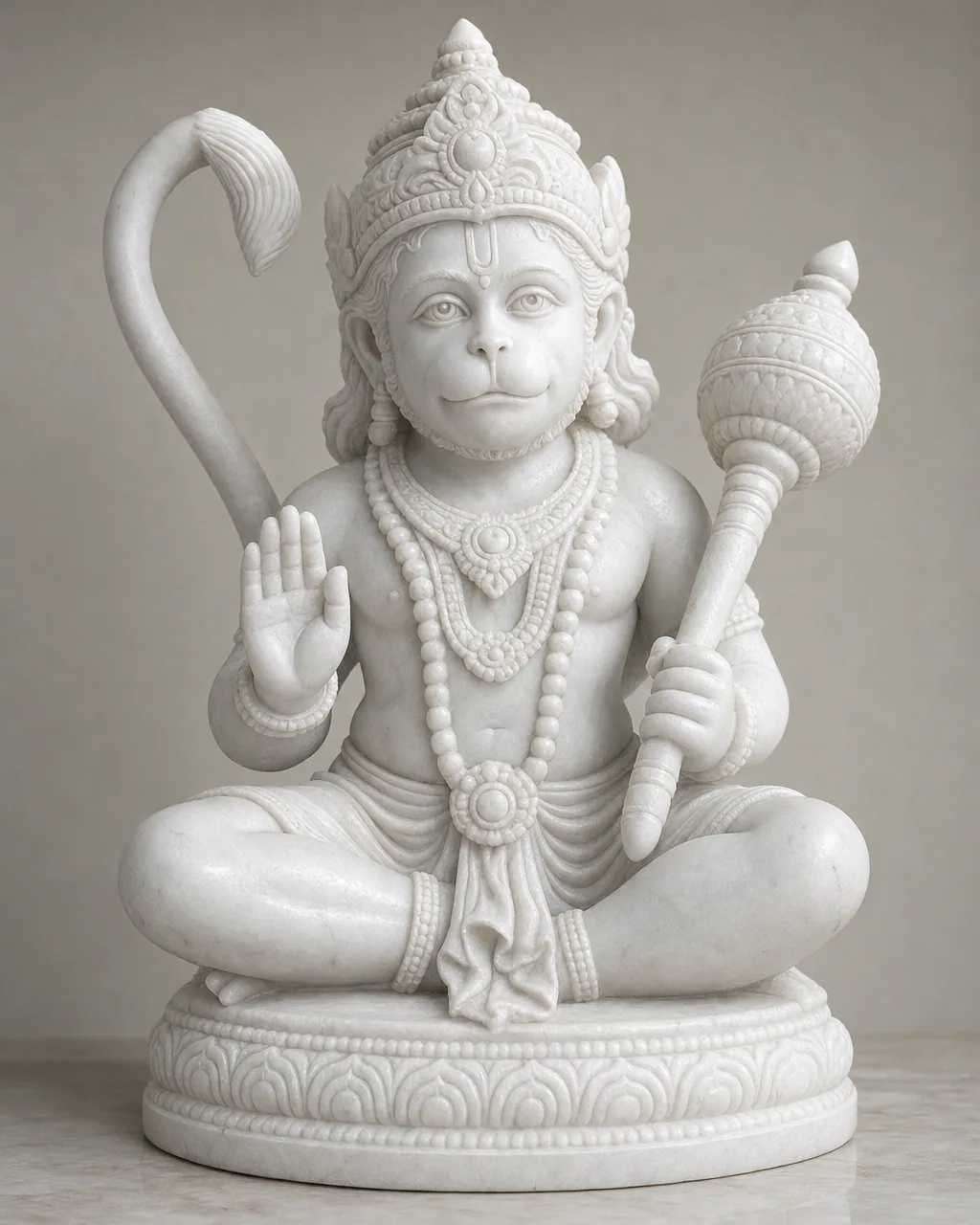 Makrana White Marble Bal Hanuman Statue, 18 Inch