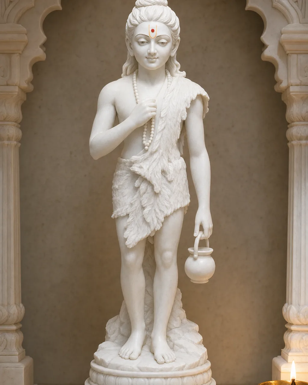 Handcrafted Makrana White Marble Nilkanth Varni Yogi Statue, 30in