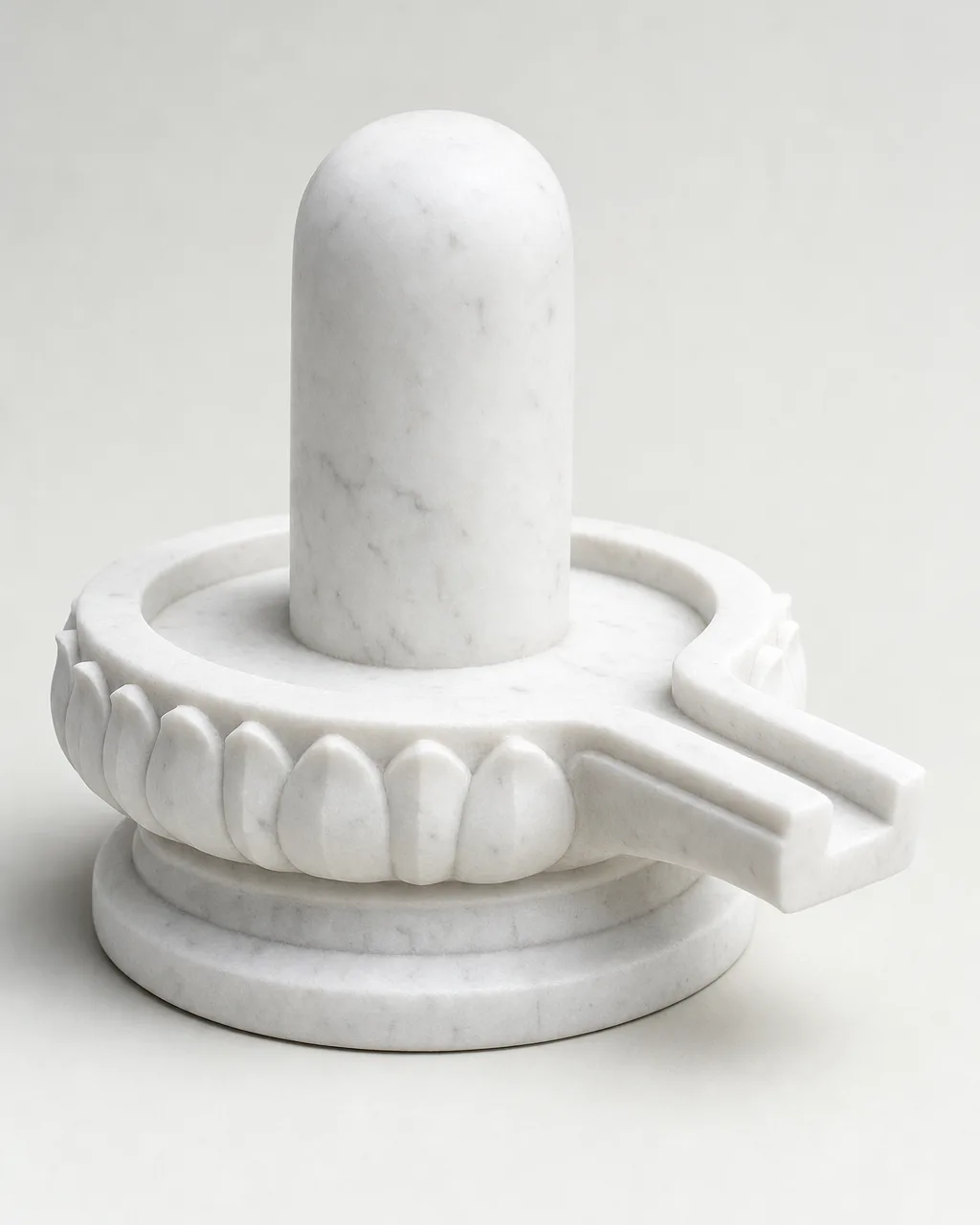 Handcrafted Makrana White Marble Shiva Lingam, 15in