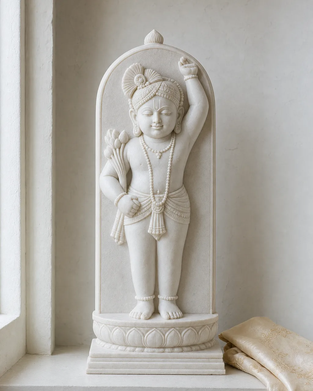 Makrana White Marble Shrinathji Murti, 18 in