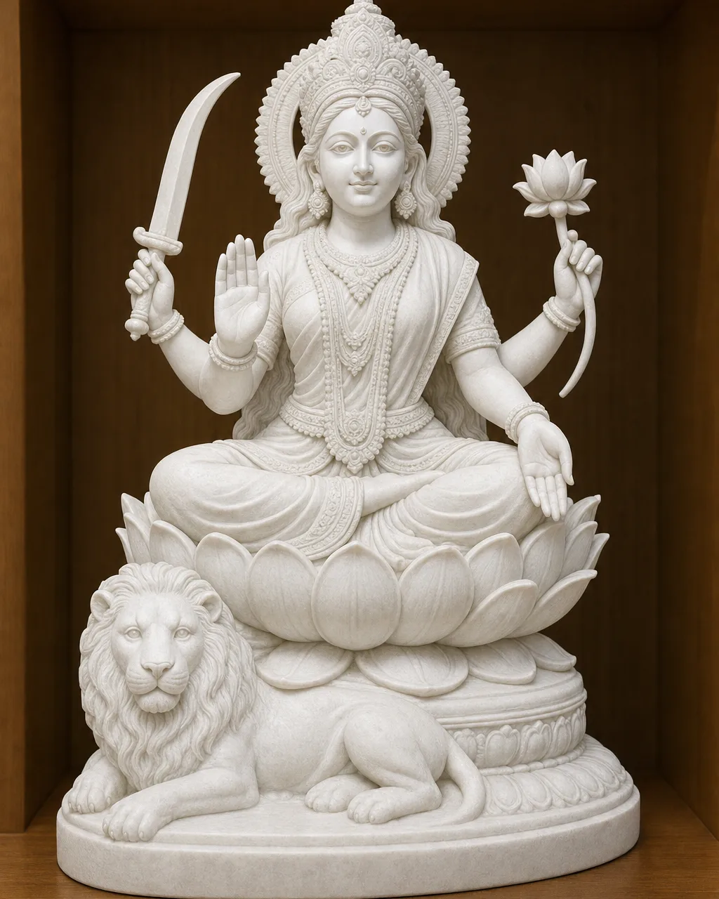 Handcrafted Marble Dust Katyayani Devi Statue, 18in