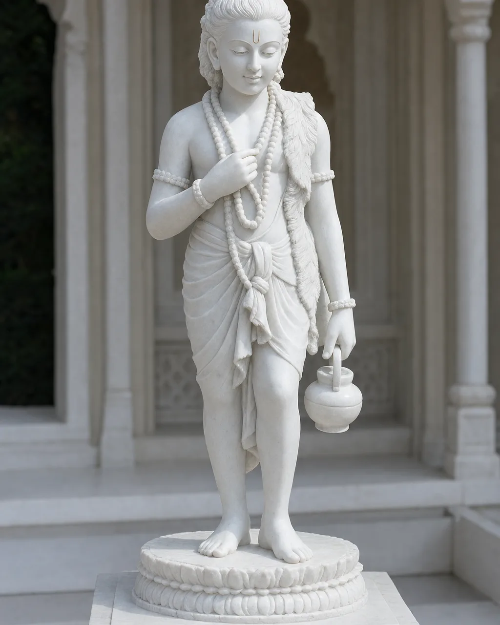 Handcrafted Sagyin White Marble Nilkanth Varni Yogi Statue, 36in