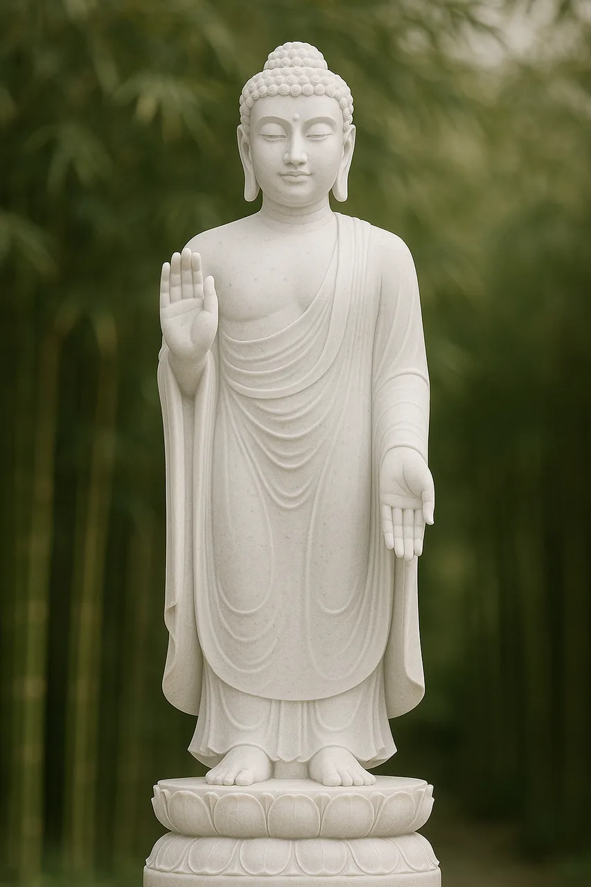 Vietnam White Marble Buddha Statue – Blessing & Gift-Giving, 5ft