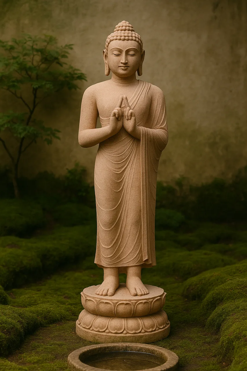 Handcrafted Dholpur Sandstone Buddha Statue – Enlightenment, 4ft