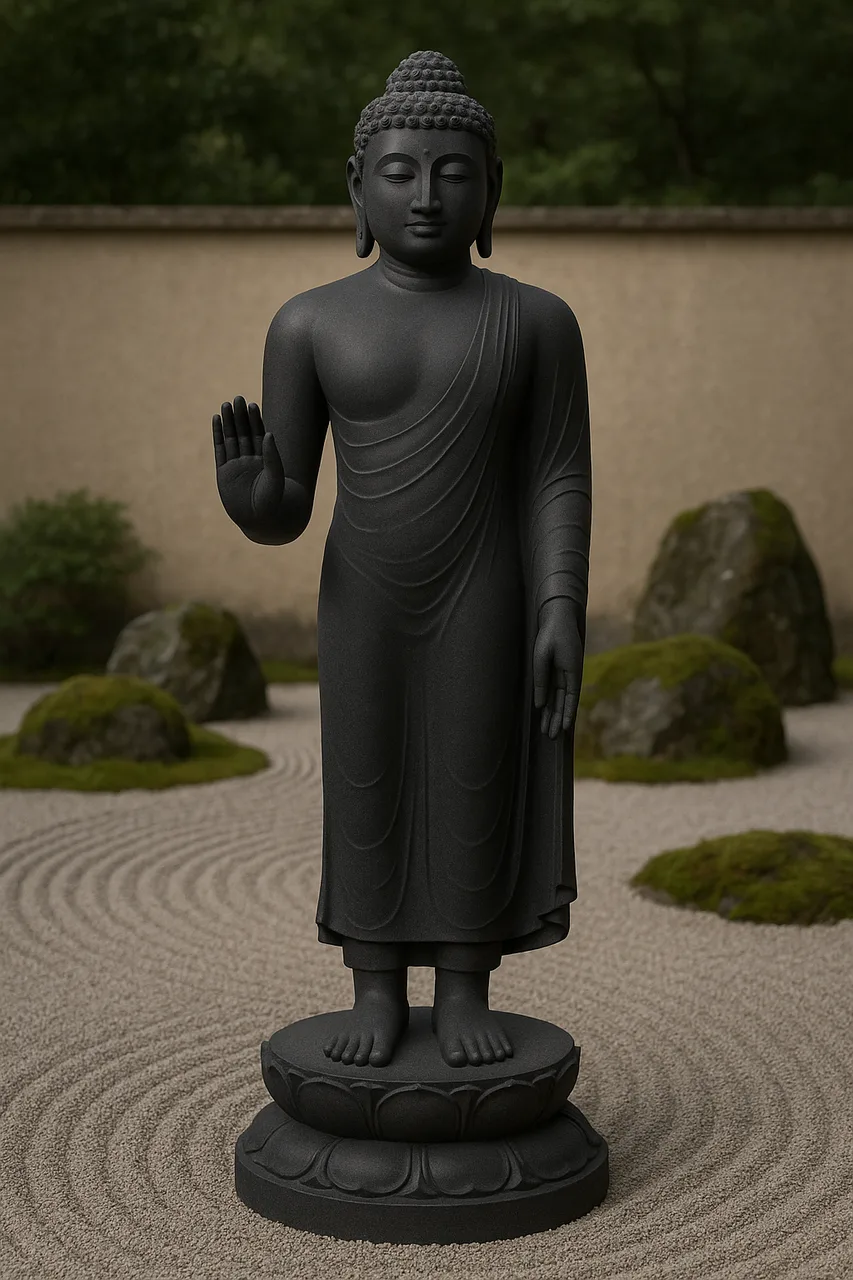 Handcrafted Black Granite Buddha Statue – Gift-Giving, 4ft