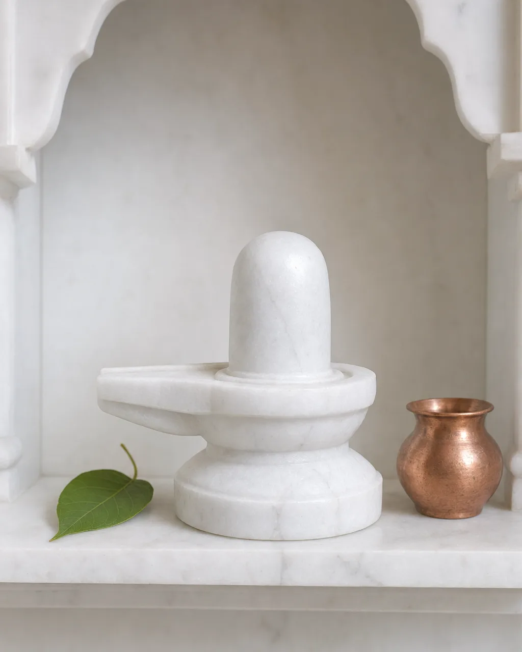 Handcrafted Vietnam White Marble Compact Shiva Lingam, 6in