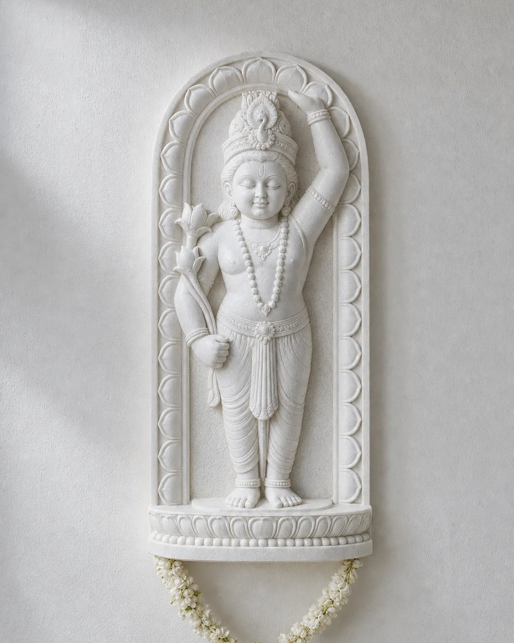White Marble Shrinathji Wall Panel, 30 in